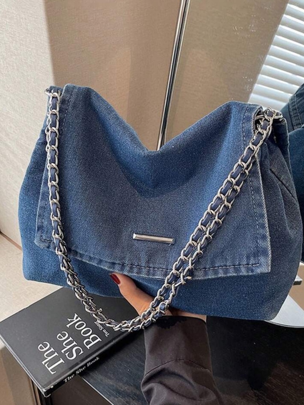 Women Vintage Denim Chain Shoulder Bag